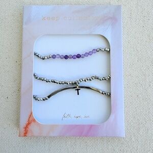 *Stretch Trio Bracelets* KEEP COLLECTIVE Retired *NIP* Faith~Silver